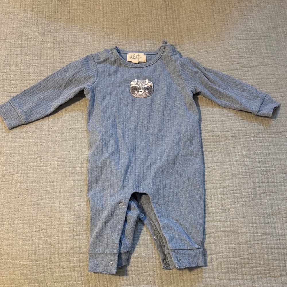Adorable Blue Footie with Bear Patch